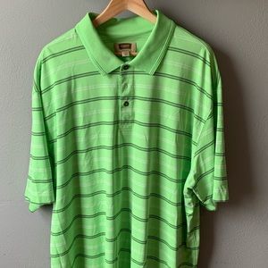 3XLT Green w Black & White stripe Short Sleeve